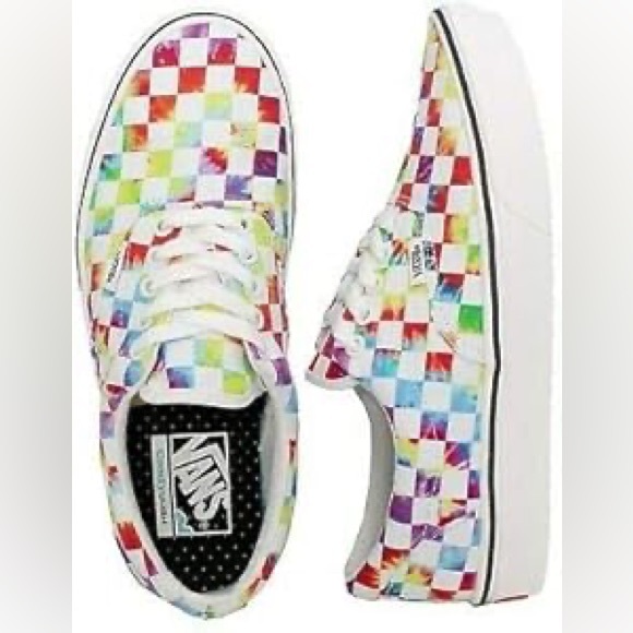 #40❤️/55❤️ BNWT Vans ComfyCush Era Tie-Dye Rainbow Checkerboard Skate Shoes - Picture 3 of 9